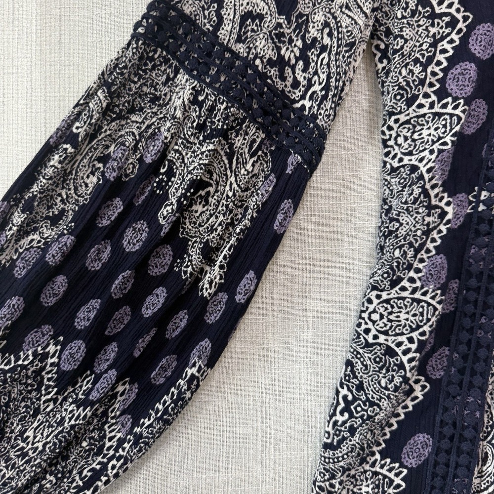 Altar'd State Women's Dress Size Small Rayon Navy Floral Summer Fall Beach Boho‎ - Picture 6 of 7